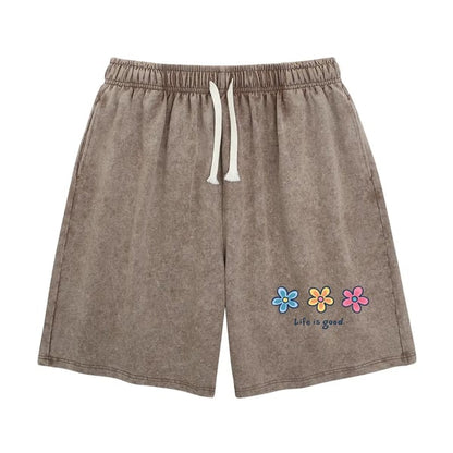 🔥HOT SALE🔥Women's Soft Cotton Blend Washed Floral Shorts, Casual Summer Travel Streetwear Bottoms