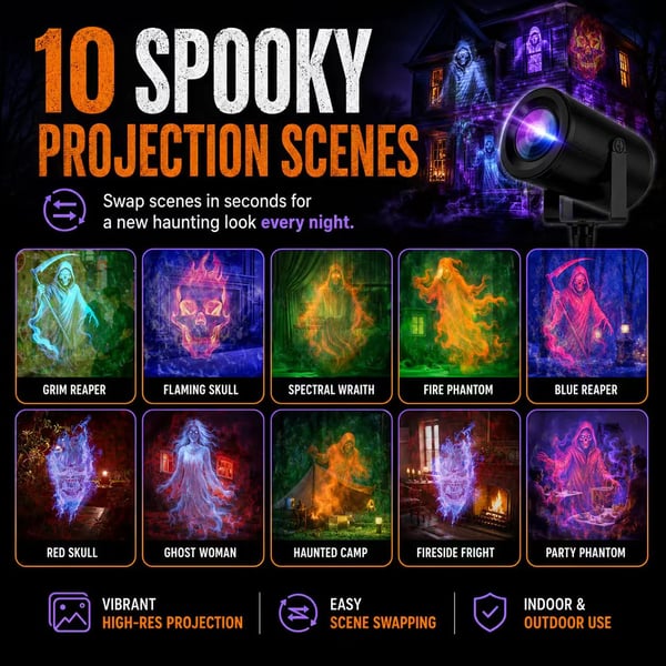 🎃32FT HD Halloween Projector | That Disappoint Your Halloween Party | 10 Unique HD Projection Patterns
