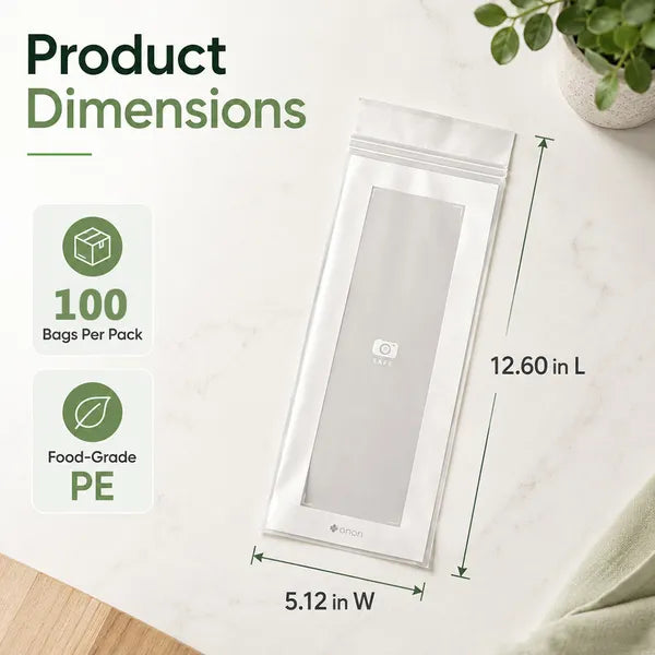 🥬100/200PCS Reusable Long Food Storage Bags, Double-Zip Seal Freshness Bags for Kitchen