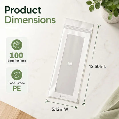 🥬100/200PCS Reusable Long Food Storage Bags, Double-Zip Seal Freshness Bags for Kitchen