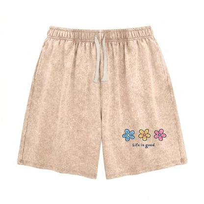 🔥HOT SALE🔥Women's Soft Cotton Blend Washed Floral Shorts, Casual Summer Travel Streetwear Bottoms