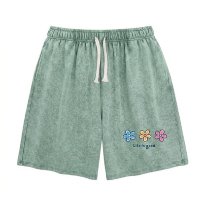 🔥HOT SALE🔥Women's Soft Cotton Blend Washed Floral Shorts, Casual Summer Travel Streetwear Bottoms