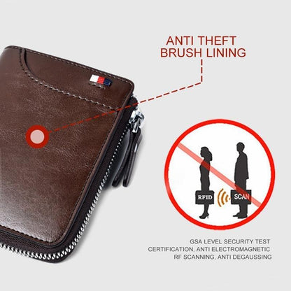 Men Wallet Zipper Purse ( RFID PROTECTED )
