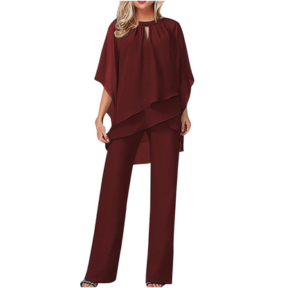 Elegant Asymmetrical Two-Piece Pant Set