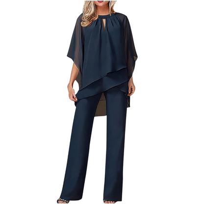 Elegant Asymmetrical Two-Piece Pant Set