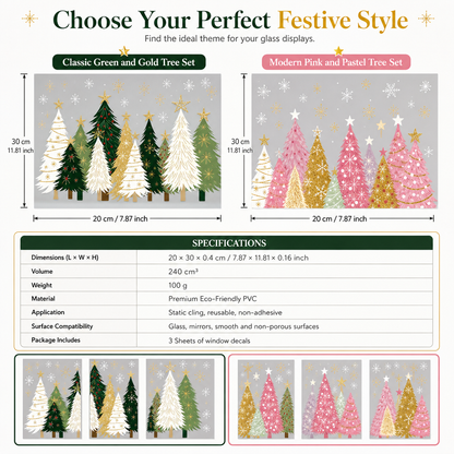 3-Piece Christmas Window Cling Decals Set