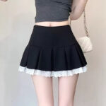 Lace Pleated High-Waisted Skirt