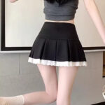 Lace Pleated High-Waisted Skirt